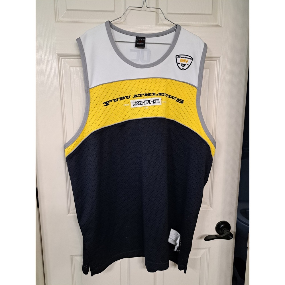 Vintage FUBU Tank Top Sleeveless Tank Top T‎ Shirt Mens XXL YELLOW Black